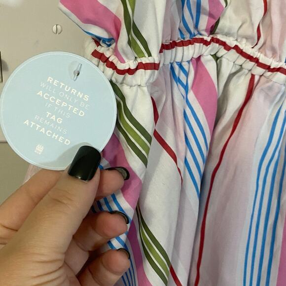 Hill House NWT The Gigi Dress Rainbow Stripe Ruffle Tiered Mini Dress Sz XXL - Picture 4 of 12